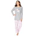 Plus Size Women's Long Sleeve Knit PJ Set by Dreams & Co. in Heather Grey Spring Dog (Size 26/28) Pajamas