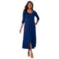 Plus Size Women's Double Layered Dress by Jessica London in Evening Blue (Size 18/20) Stretch Jersey w/ 3/4 Sleeves