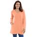 Plus Size Women's Sherpa Sweatshirt Tunic by Woman Within in Heather Orange Melon (Size 3X)
