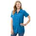 Plus Size Women's Short-Sleeve Button Down Seersucker Shirt by Woman Within in Vibrant Blue (Size 4X)