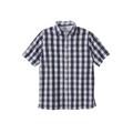 Men's Big & Tall Short-Sleeve Plaid Sport Shirt by KingSize in White Navy Plaid (Size 8XL)