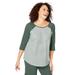 Plus Size Women's Three-Quarter Sleeve Baseball Tee by Woman Within in Pine Stripe (Size 5X) Shirt