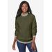 Plus Size Women's Cable Crewneck Sweater by Jessica London in Dark Olive Green (Size L)