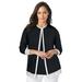 Plus Size Women's Fine Gauge Cardigan by Jessica London in Black White (Size 26/28) Sweater