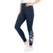 Plus Size Women's Stretch Cotton Embroidered Legging by Woman Within in Navy Banana Floral Embroidery (Size 42/44)