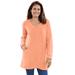 Plus Size Women's Sherpa Sweatshirt Tunic by Woman Within in Heather Orange Melon (Size 2X)