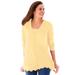 Plus Size Women's Ribbed Layered-Look Lace-Trim Tee by Woman Within in Banana (Size 38/40) Shirt