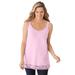 Plus Size Women's Lace-Trim V-Neck Tank by Woman Within in Pink (Size 14/16) Top