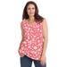 Plus Size Women's Perfect Printed Scoopneck Tank by Woman Within in Sweet Coral Butterfly Ditsy (Size 22/24) Top