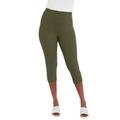 Plus Size Women's Everyday Stretch Cotton Capri Legging by Jessica London in Dark Olive Green (Size 18/20)