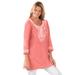 Plus Size Women's Embroidered Knit Tunic by Woman Within in Sweet Coral (Size 38/40)
