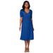 Plus Size Women's Stretch Knit Pleated Front Dress by Jessica London in Dark Sapphire (Size 20 W)