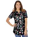 Plus Size Women's Short-Sleeve Notch-Neck Tee by Woman Within in Black Floral (Size 6X) Shirt