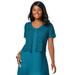 Plus Size Women's Crochet Shrug by Jessica London in Deep Teal (Size S)