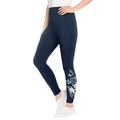 Plus Size Women's Stretch Cotton Embroidered Legging by Woman Within in Navy Banana Floral Embroidery (Size 38/40)