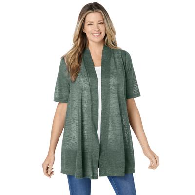 Plus Size Women's Lightweight Open Front Cardigan by Woman Within in Pine (Size 2X) Sweater