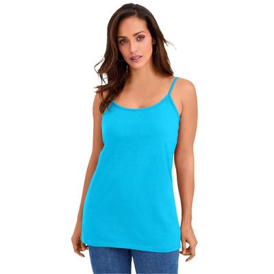 Plus Size Women's Stretch Cotton Cami by Jessica London in Ocean (Size 30/32) Straps