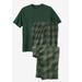 Men's Big & Tall Jersey Knit Plaid Pajama Set by KingSize in Tonal Green Plaid (Size 4XL) Pajamas