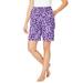 Plus Size Women's Print Pajama Shorts by Dreams & Co. in Plum Burst Daisy Butterfly (Size 38/40) Pajamas