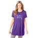 Plus Size Women's Soft PJ Tunic Tee by Dreams & Co. in Plum Burst Sweet Dreams (Size 18/20)