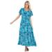 Plus Size Women's Short-Sleeve Crinkle Dress by Woman Within in Waterfall Paisley Patchwork (Size S)