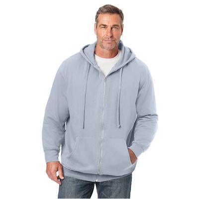 Men's Big & Tall Fleece Zip-Front Hoodie by KingSize in Dusty Blue (Size 4XL) Fleece Jacket