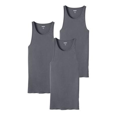 Men's Big & Tall Ribbed Cotton Tank Undershirt 3-Pack by KingSize in Steel (Size 2XL)