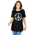 Plus Size Women's Graphic Tee by Woman Within in Black Peace Sign (Size 22/24) Shirt