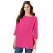 Plus Size Women's Perfect Elbow-Sleeve Boatneck Tee by Woman Within in Raspberry Sorbet (Size 4X) Shirt