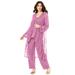 Plus Size Women's Three-Piece Beaded Pant Suit by Roaman's in Mauve Orchid (Size 38 W) Sheer Jacket Formal Evening Wear