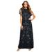 Plus Size Women's Glam Maxi Dress by Roaman's in Black (Size 32 W) Beaded Formal Evening Capelet Gown