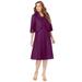 Plus Size Women's Fit-And-Flare Jacket Dress by Roaman's in Dark Berry (Size 28 W) Suit