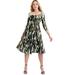 Plus Size Women's Sweetheart Swing Dress by June+Vie in Olive Geo Texture (Size 30/32)