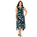 Plus Size Women's AnyWear Reversible Criss-Cross V-Neck Maxi Dress by Catherines in Black Leaf Floral (Size 5X)