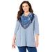 Plus Size Women's Impossibly Soft Tunic & Scarf Duet by Catherines in Navy Mosaic Patchwork (Size 6X)