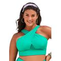 Plus Size Women's Longline High Neck Bikini Top by Swimsuits For All in Emerald (Size 20)