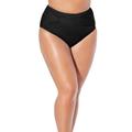 Plus Size Women's Side Knot Drape Overlay High Waist Bikini Brief by Swimsuits For All in Black (Size 18)