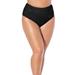 Plus Size Women's Side Knot Drape Overlay High Waist Bikini Brief by Swimsuits For All in Black (Size 20)