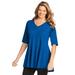 Plus Size Women's Elbow Sleeve V-Neck Fit and Flare Tunic by Woman Within in Bright Cobalt (Size 3X)
