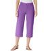 Plus Size Women's Perfect 5-Pocket Relaxed Capri With Back Elastic by Woman Within in Pretty Violet (Size 12 W)