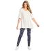 Plus Size Women's Elbow Sleeve V-Neck Fit and Flare Tunic by Woman Within in White (Size 4X)