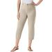 Plus Size Women's Perfect 5-Pocket Relaxed Capri With Back Elastic by Woman Within in Natural Khaki (Size 14 W)