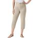 Plus Size Women's Perfect 5-Pocket Relaxed Capri With Back Elastic by Woman Within in Natural Khaki (Size 38 W)