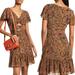 Michael Kors Dresses | Michael Kors L Nwt Sienna Paisley Keyhole Flutter-Sleeve Dress Size 10 | Color: Black/Orange | Size: 10