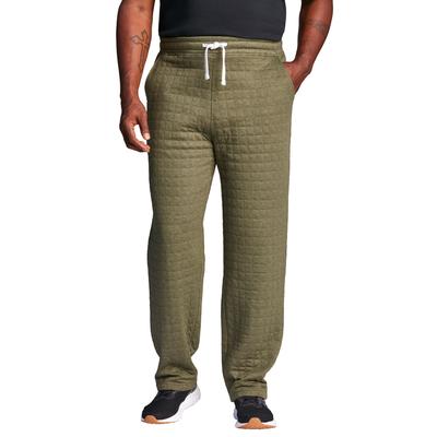 Men's Big & Tall Quilted open bottom sweatpant by KingSize in Heather Olive (Size 2XL)