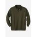 Men's Big & Tall Quilted henley snapped pullover sweatshirt by KingSize in Heather Olive (Size 2XL)