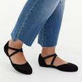 Torrid Shoes | Black Faux Suede Elastic Crisscross Strap Almond Toe Flat 11w | Color: Black | Size: 11w