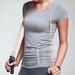 Athleta Tops | Athleta Fast Track Ruched Tee Gray And White | Color: Gray/White | Size: M