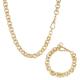 18K Gold 12mm Diamond Cut Pattern Belcher Chain and Bracelet with Albert Clasp Set Gold Plated Necklance and Braclet Sets for Women and Men (Bracelet: 8" Weight: 60g and Chain 24" Weight: 221g)