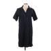 Lauren by Ralph Lauren Casual Dress - Shift Collared Short sleeves: Blue Print Dresses - Women's Size Medium